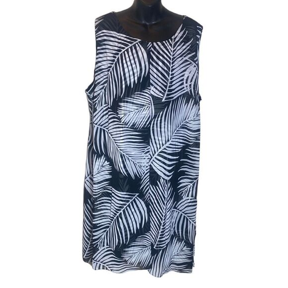 Catherine’s woman’s plus size promenade a line dress 3x 26/28w palm print new - Picture 1 of 5